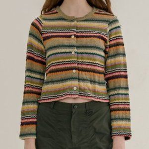 DEARSTALKER Y2K 90s Knit Rainbow Crop Cardigan